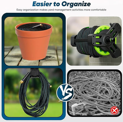 Garden Hose 50ft, Non-Expanding Water Hose, Flexible Ultra-Light, Anti-Kink, Wear-Resistant, Portable, Easy Storage, Hose with 3/4 for Outdoor, Garden, Yard and Lawn, Black Lake Blue