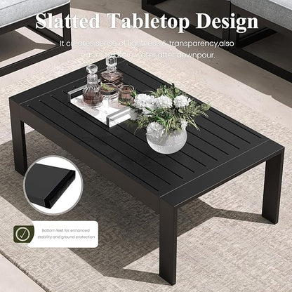 LayinSun Large Aluminum Patio Furniture Set, 7 Pieces Modern Outdoor Conversation Set Sectional Metal Sofa Set with Olefin Cushion