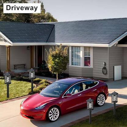 Solar Post Lights, Outdoor Waterproof Solar Pathway Lights Outside Auto On/Off Garden Lighting Fixtures Stake Dusk to Dawn for Lawn Path Walkway Driveway, Ground Plug, Remote Control