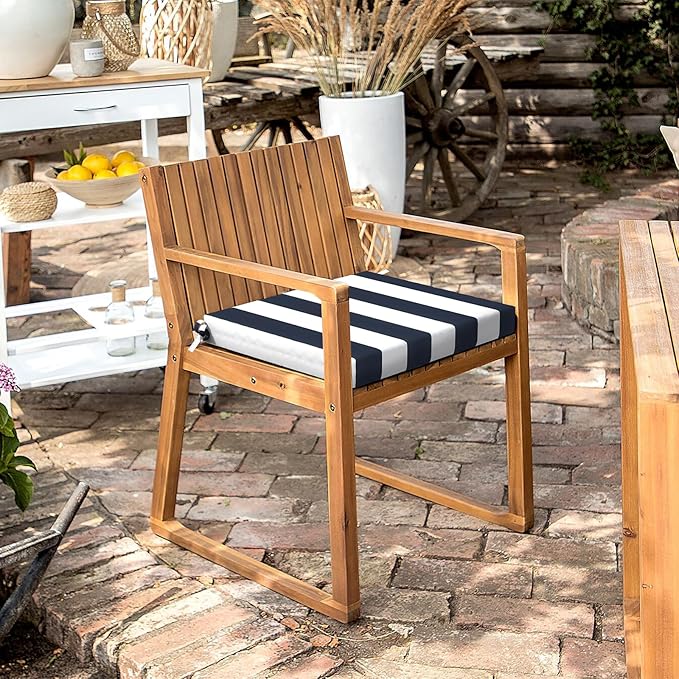 LVTXIII Outdoor Chair Cushions 18.5"x16"x2" Pack of 4, Water-Repellent Square Corner Memory Foam Seat Cushions with Ties for Garden Patio Furniture, Cabana Navy