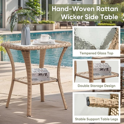 7 Piece Patio Furniture-All-Weather PE Wicker Outdoor Patio Furniture with Swivel Rocker Chairs,Outdoor Couch with Ottomans,Outdoor Furniture Set with Tables,