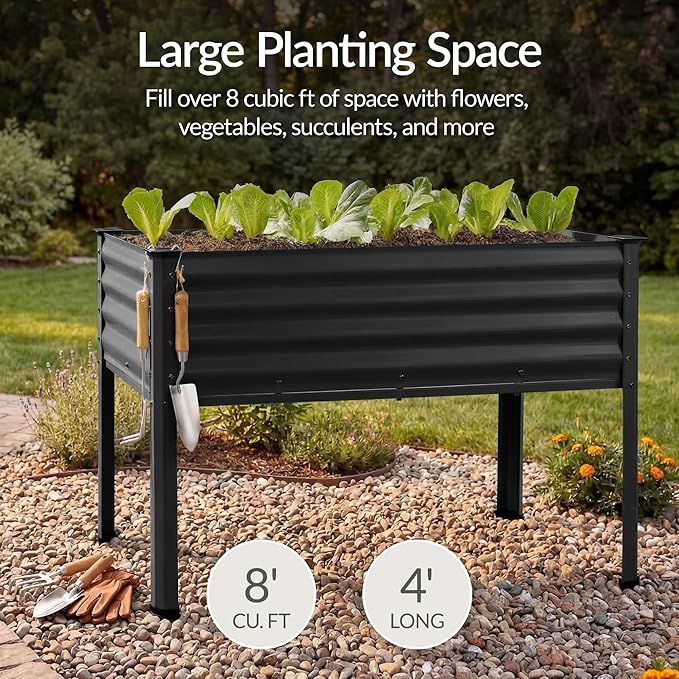 Best Choice Products 48x24x30in Galvanized Raised Garden Bed, Metal Elevated Planter Box, Vegetable Garden for Backyard, Patio, Balcony, 100% Non Toxic Materials - Black