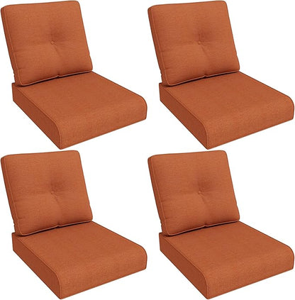 Outdoor Chair Cushions Set for Patio Furniture, 22x25/22x24 Inch, Waterproof & Fade Resistant Patio Chair Cushions, Thick Patio Furniture Cushion for Chair, Sofa, and Couch (Orange, 4 Set)
