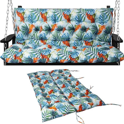 Swing Replacement Seat Cushions, 2-3 Seater Bench Cushions for Outdoor Furnitur with Backrest, Garden Recliner Seat Cushions Waterproof Sofa Pads (Flower Pattern, 47x40in)