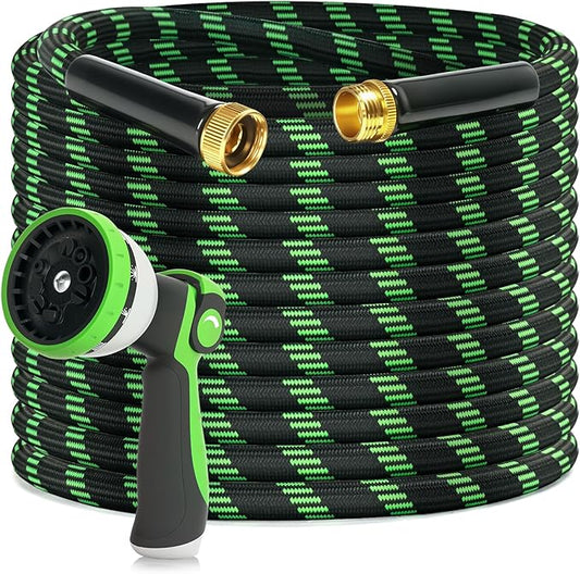 Garden Hose 75ft Flexible Non-Expandable Water Hose Ultra Lightweight Kink-Free Leak-Proof Durable & Abrasion-Resistant with 3/4" Brass Fittings for Patio Yard RV and Outdoor Use