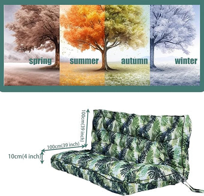 Replacement Cushions for Swing, Swing Cushions 3 Seater Replacement, Waterproof Thicken Washable Pad Cushion for Outdoor Indoor Furniture Swing Patio (Palm Leaves, 40x63 inch)
