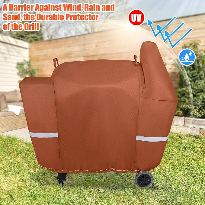 QuliMetal Grill Cover for Pit Boss Pro Series 850 and Deluxe 820, PB820D 820FB 820D3 820SC 820XL 820PS1, 820CS1 Competition, Sportsman 820 Series Wood Pellet Grills, Z Grill 700 Series, Brown