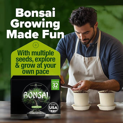 Bonsai Tree Kit Gifts for Men & Women - Grow 4 Bonsai Trees - Unique Gardening Crafts for Adults, DIY Hobbies for Plant Lovers & Gardeners - Unusual Christmas Gift Ideas for Mom & Dad