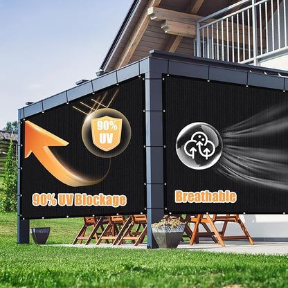 Amagenix 90% Sun Shade Cloth with Grommets, 10' x 20' Pergola Replacement Shade Cover Canopy Privacy Screen for Outdoor Patio Garden, Black (We Customized)
