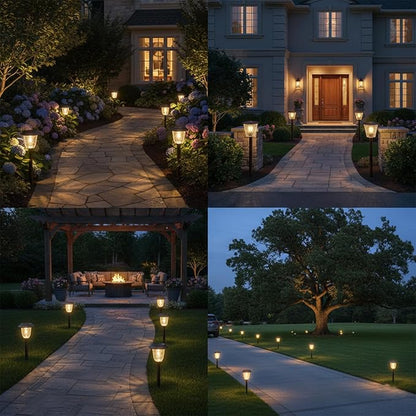 XMCOSY+ Solar Pathway Lights Outdoor, 6 Pack Decorative Bubble Glass Garden Lights, 10/25 LM Brightness Warm White Glow, Auto On/Off Waterproof Landscape Lighting for Yard Walkway Driveway Lawn Patio