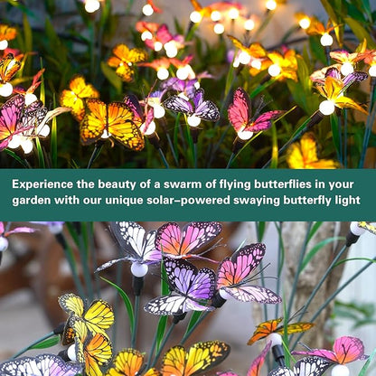 TONULAX Solar Garden Lights - 8 Pack Swaying Butterfly Light, Swaying in The Wind, Solar Outdoor Lights, Yard Patio Pathway Decoration, High Flexibility Iron Wire & Realistic Butterflies(8 Pack)