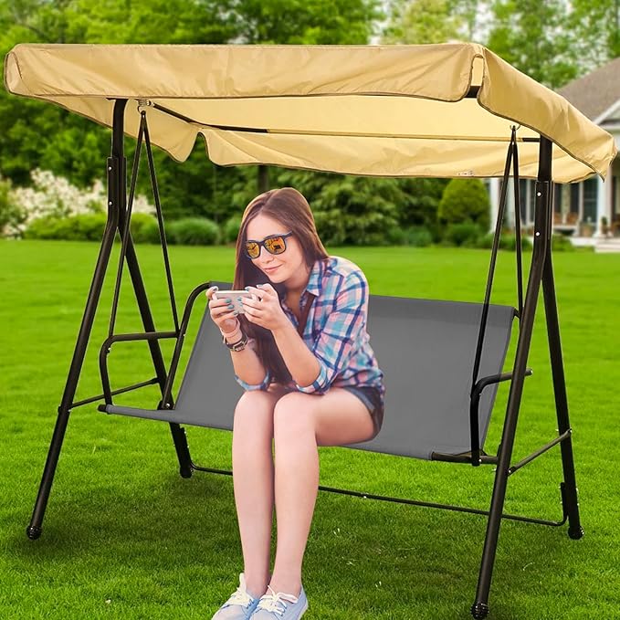 Outdoor Porch Swing Seat Cover Replacement,600D Thickened Oxford Waterproof Swing Replacement Cushion Fabric Covers for 3-Seater Patio Garden Yard Chair Bench (Gray, 58.2 x 19.7 x 19.7 Inch)
