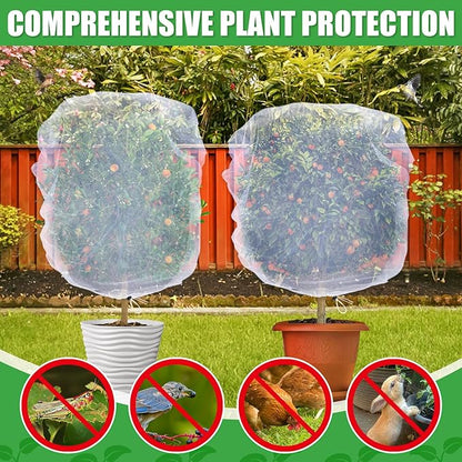 6 Pack Insect Bird Netting Cover - 4x5FT Garden Netting Blueberry Bushes Plant Covers with Drawstring, Fine Mesh Fruit Tree Net for Protecting Lemon Orange Large Plants from Barrier Squirrel Deer