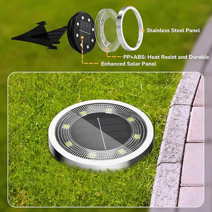 INCX Solar Ground Lights,16 Pack Solar Lights Outdoor Waterproof, Solar Garden Lights Landscape Lighting for Patio Pathway Lawn Yard Deck Driveway Walkway, Warm White