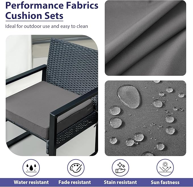 Outdoor Chair Cushions Set of 4,Waterproof Outdoor Seat Cushions for Patio Furniture,Patio Chair Cushion with Handle and Ties, Square Out Door Chair Pads,18.5" x 16" x 3", Darkgrey