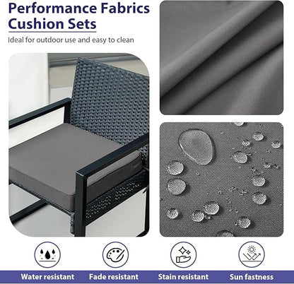 Outdoor Chair Cushions Set of 4,Waterproof Outdoor Seat Cushions for Patio Furniture,Patio Chair Cushion with Handle and Ties, Square Out Door Chair Pads,17" x 16" x 2", Dark Grey