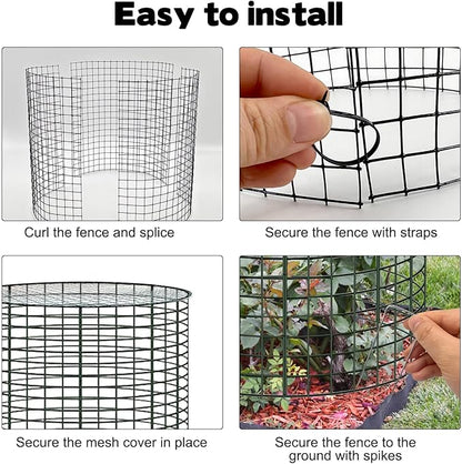 6 Sets of 24'' x 12'' Garden Plant Protectors from Animals with Detachable Covers, Metal Plant Cage Chicken Wire Cloche with Ground Stakes and Nylon Tie, Wire Plant Cage to Keeping Bunny Animals Out
