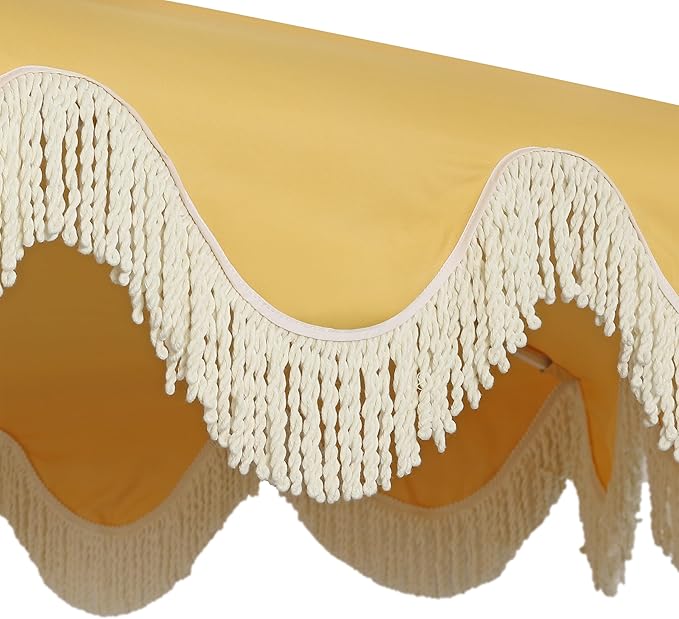 JONATHAN Y UMB1001 Collins 9 ft. Classic Cottage Tassel Market Patio Umbrella with Auto-Tilt, Crank, Wind Vent and UV Protection