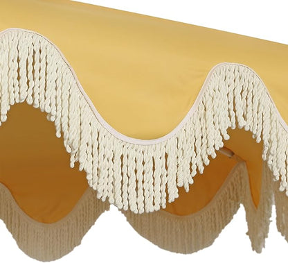 JONATHAN Y UMB1001 Collins 9 ft. Classic Cottage Tassel Market Patio Umbrella with Auto-Tilt, Crank, Wind Vent and UV Protection