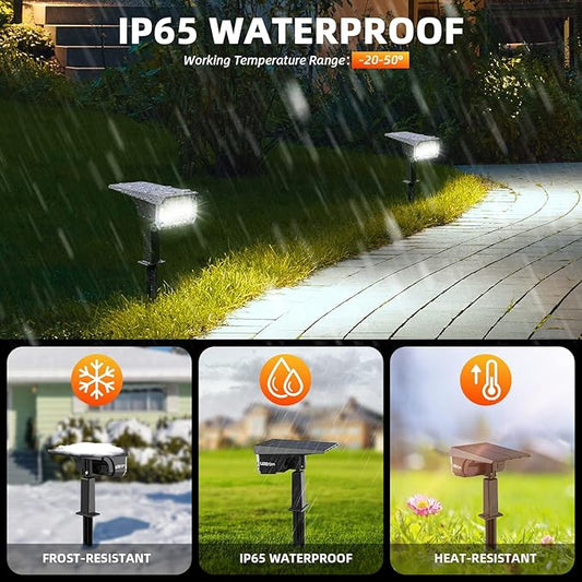 LEREKAM Solar Spot Lights Outdoor Landscape Lights, IP65 Outdoor Waterproof Spotlights, 40 LED's Outdoor Solar Lights for Yard Palm Trees Driveway Patio Pool 10 Pack