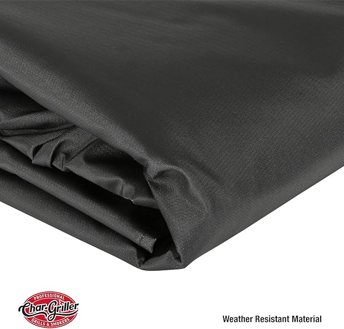 Char-Griller® Grand Champ™ Grill Cover, Shields and Protects from Moisture, Wind, Sand, Birds and Dirt, PVC and Polyester Blend, Black, Designed to Fit Model # 8250.