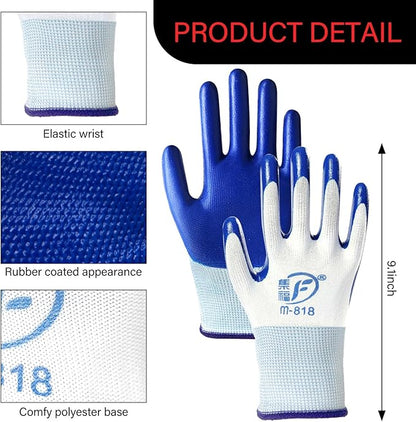 90 Pairs Gardening Gloves Bulk for Men Women Breathable Rubber Coated Safety Garden Work Gloves 9.1 Inch Working Gloves for Gardening