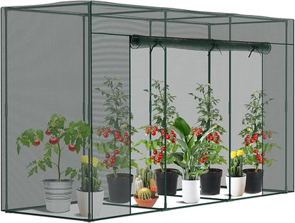 SUNYRISY Garden Plant Netting Crop Cage for Garden Raised Bed, 9.8 x 3.3 x 6 Ft Plant Cover Cage Protectors from Animal for Outdoor Plants with Frame and Zippered Door