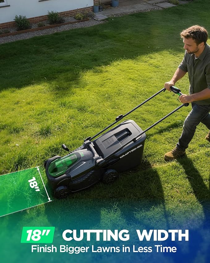 18" Electric Lawn Mower, 40V Cordless Lawn Mower with 2x5.0Ah Batteries, Brushless Motor, 2-in-1 Mulching & Bagging, 6-Position Height Adjustment, for Small to Medium Yards