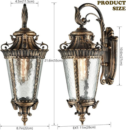 SAMTEEN Bronze Outdoor Light Fixtures Wall Mount 21 Inches Water Glass Exterior Wall Sconce Waterproof Aluminium Wall Lantern Sconce Outside Porch Lights for House Yard Front Door