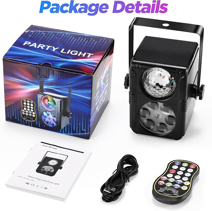 Party Lights, Dj Disco Light Sound Activated Strobe Stage Lights for Parties, RGB Rave Lightning for Birthday Christmas Gift Wedding Karaoke KTV Bar Club Pub Home Room Halloween Decorations