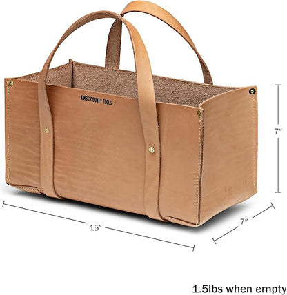 Kings County Tools Buffalo Leather Tool Tote Bag | Large Storage Capacity | Easy to Access & Transport | Heavy-Duty Cowhide Carrying Straps | 1/8” Thick Hide | Sewn in America