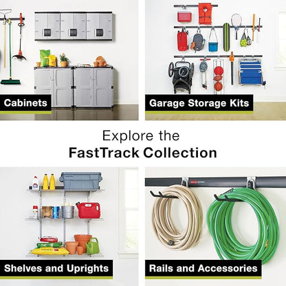 Rubbermaid 15-Piece FastTrack Garage Wall-Mounted Storage Kit, 4 Rails and 11 Hooks, for Home/House/Tool/Sports/Equipment/Utility Purposes