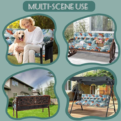 Replacement Cushions for Swing, Swing Cushions 3 Seater Replacement, Waterproof Thicken Washable Pad Cushion for Outdoor Indoor Furniture Swing Patio (Fresh Summer, 40x63 inch)