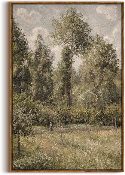 InSimSea Framed Canvas Prints Art Vintage Decor, Bushes Poplars Nature Landscape Paintings, Large Prints, Farmhouse Decor, Classical Wall Decorations for Bedroom Living Room Bathroom, 20"x30"