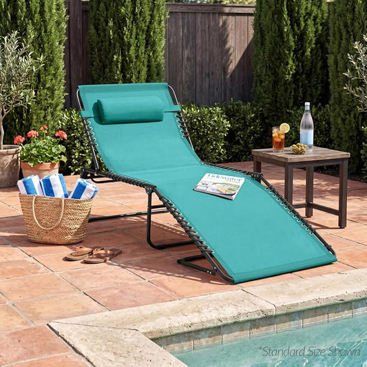Best Choice Products Extra Wide Patio Chaise Lounge Chair, Portable Outdoor Folding Recliner for Lawn, w/ 8 Positions, Handles, 440lb Capacity - Teal
