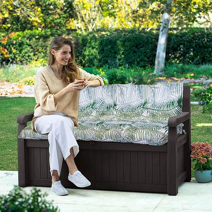 Swing Replacement Seat Cushions, 2-3 Seater Bench Cushions for Outdoor Furnitur with Backrest, Garden Recliner Seat Cushions Waterproof Sofa Pads (Green Leaves, 60x40in)