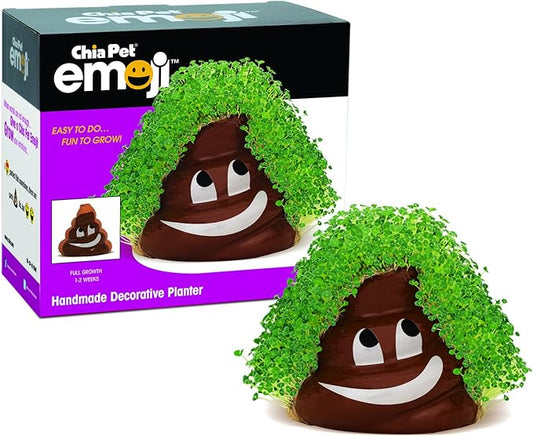 Chia Pet Emoji Poopy with Seed Pack, Decorative Pottery Planter, Easy to Do and Fun to Grow, Novelty Gift, Perfect for Any Occasion