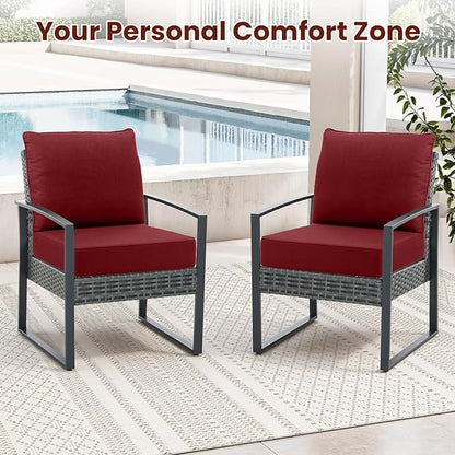 Outdoor Chair Cushions, 6 Inch Thick Patio Seat & Back Cushions Set with Removable Cover, Waterproof Patio Cushions for Outdoor Furniture, 22 x 24 Inch, Red 6-Set