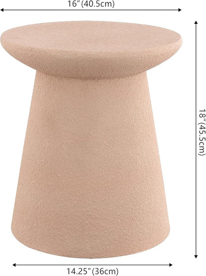 JONATHAN Y TBL1108B Hollie 18" Minimalist Modern Drum Indoor/Outdoor Accent Table Pedestal, Contemporary, Mid-Century, Art Deco, Bohemian, Patio, Garden Room, Bathroom, Living Room, Pink Frosted