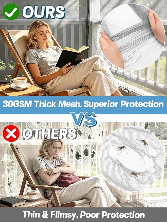 ANPHSIN 40x10ft Ultra fine Mosquito Net for Patio - Mesh Netting Screen for Outdoor Garden Porch Balcony, Protects Skin & Plants from Bugs, Birds, Gray