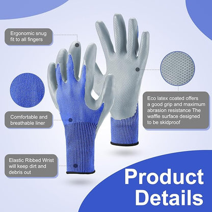Jexine 50 Pairs Gardening Work Gloves Bulk for Men Women Breathable Rubber Coated Garden Dipped Gripping Outdoor Working Gloves for Construction