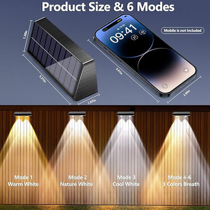 Brizled Solar Fence Lights, 20 Pack 3 Colors 6 Modes 250ml Outdoor Fence Solar Lights, IP65 Waterproof Outdoor Wall Light Landscape Lighting for Backyard Garden Patio Deck Railing Poolside