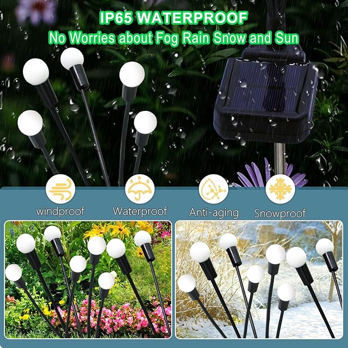 Kohlrabi Solar Garden Lights Outdoor, 6 Pack 48 LED Solar Purple Firefly Lights Waterproof, Sway by Wind, Halloween Swaying Light for Yard Patio Backyard Garden Planter Flower Bed Pathway Decoration
