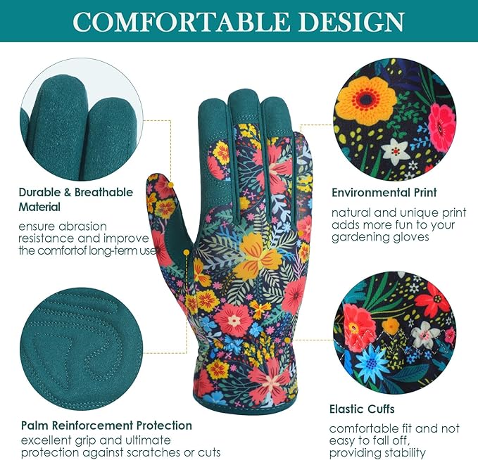 Trifabricy Gardening Gloves for Women, Breathable Leather Garden Gloves with Grip, Thorn-Proof Puncture-Resistant Work Gloves