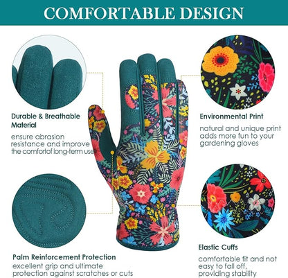 Trifabricy Gardening Gloves for Women, Breathable Leather Garden Gloves with Grip, Thorn-Proof Puncture-Resistant Work Gloves