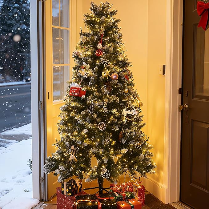 500 LED Warm White Christmas Lights: 49Ft Twinkle Lights for Christmas Tree with Remote - Waterproof Fairy Lights Firecracker Plug in String Lights for Garden Wedding Party Indoor & Outdoor Use