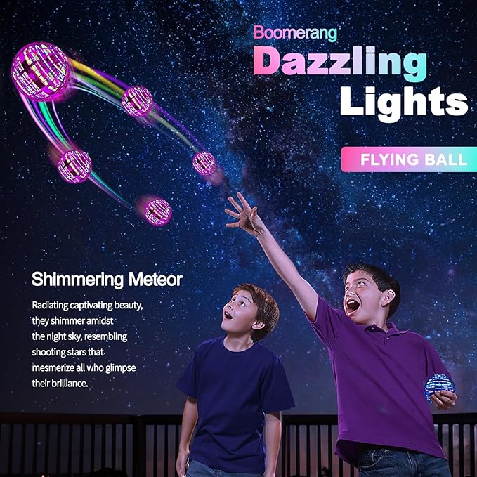 Ivtivfu Flying Orb Ball (Pink, 2025 Upgraded) with Dazzling Lights, Magic Hover Spinner, Boomerang Drone, Floating Cosmic Globe, Kids Outdoor Toys for 6 7 8 9 10 Year Old Boys Girls