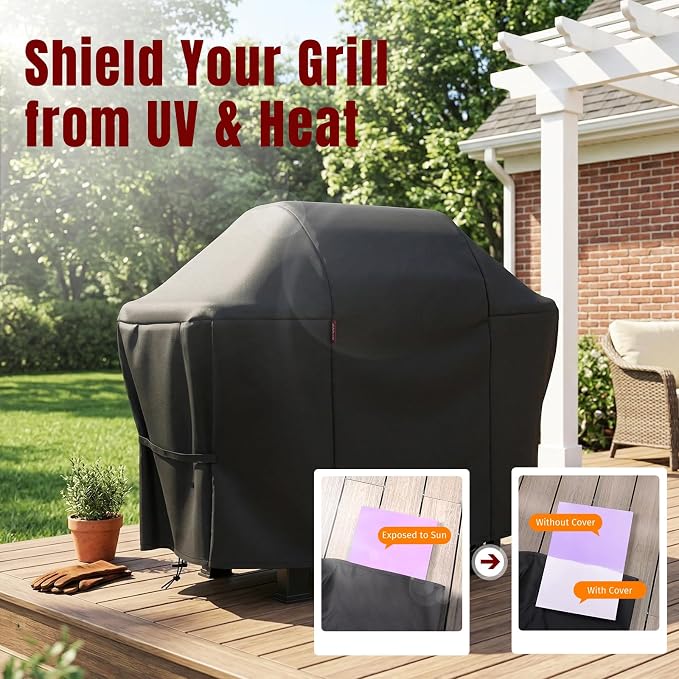 SHINESTAR 55 Inch Grill Cover for 45-48" 2-3 Burner Gas Grills, Heavy Duty Oxford Fabric BBQ Cover Waterproof UV Protection, Windproof with Magic Tape & Drawstring Bottom