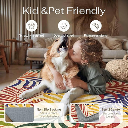 8x10 Indoor Outdoor Area Rug Washable Patio Rug Multicolored Non Slip Non Shedding Waterproof Carpet for Living Room Bedroom Camping Porch Backyard Camping RV Balcony Poolside Deck