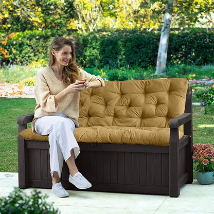 Swing Replacement Seat Cushions, 2-3 Seater Bench Cushions for Outdoor Furnitur with Backrest, Garden Recliner Seat Cushions Waterproof Sofa Pads (Yellow, 71x40in)